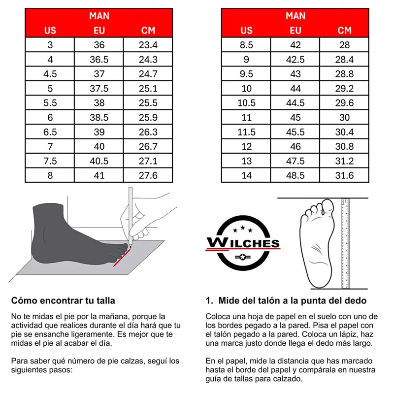 wwilches referencia tallas medidas